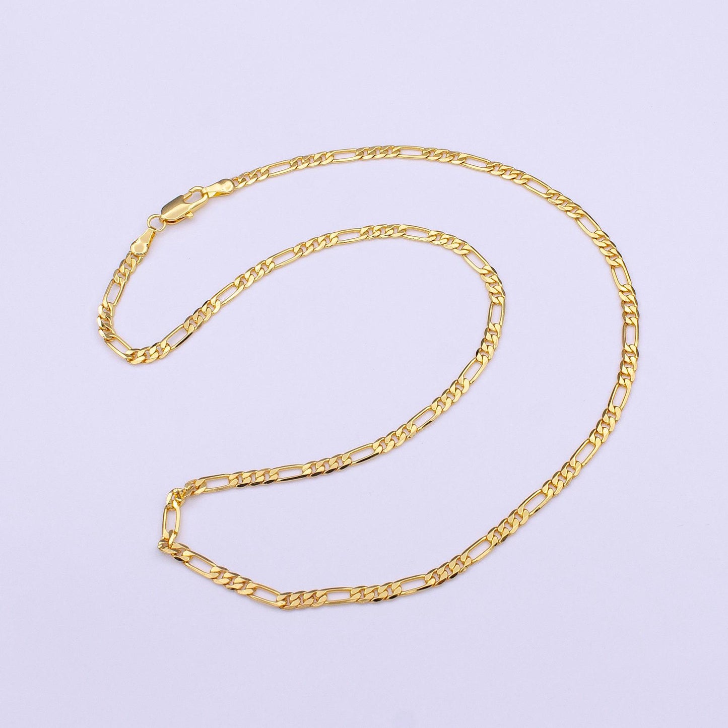 18 inch ready to use 24k gold filled figaro necklace chain, layering figaro chain dainty necklace,perfect for pendant charm necklace wa-1466