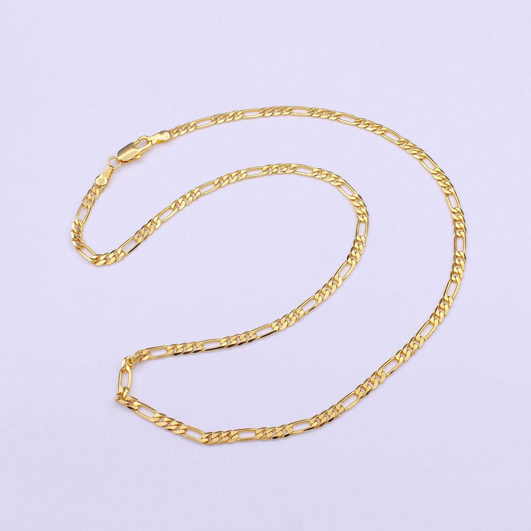 18 inch ready to use 24k gold filled figaro necklace chain, layering figaro chain dainty necklace,perfect for pendant charm necklace wa-1466