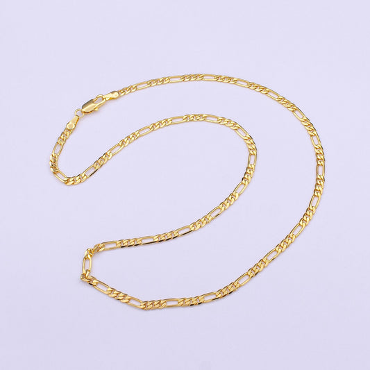 18 inch ready to use 24k gold filled figaro necklace chain, layering figaro chain dainty necklace,perfect for pendant charm necklace wa-1466