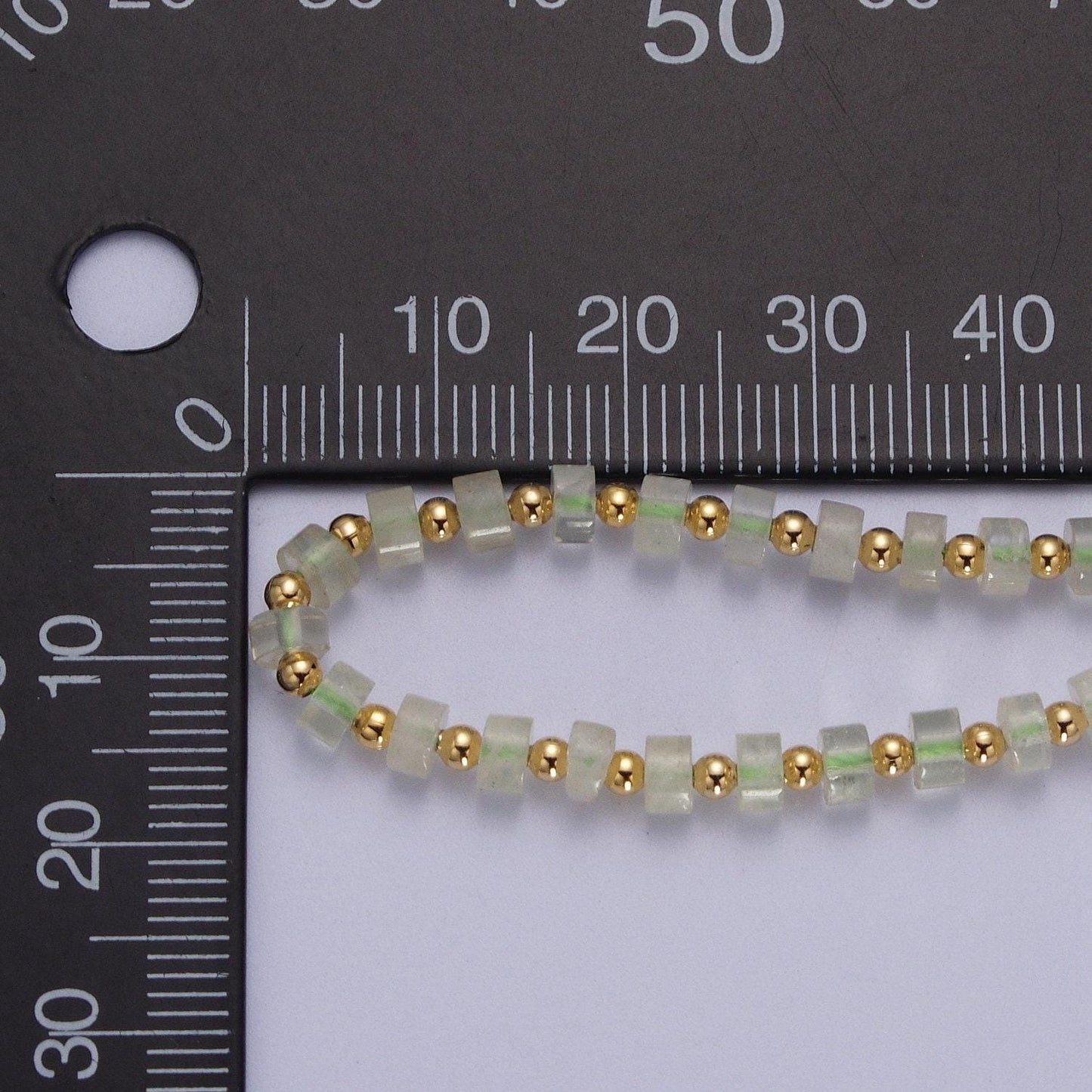 Gold filled green prehnite rondelle heishi gemstone gold spacer beads 16 inch beaded necklace handmade necklace | wa-1436
