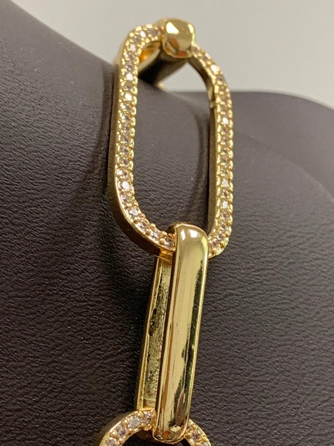 Bold gold micro pave chain by meter, cz cable chain necklace specialty link chain by meter rolo cable for fashion jewelry, wa-1419
