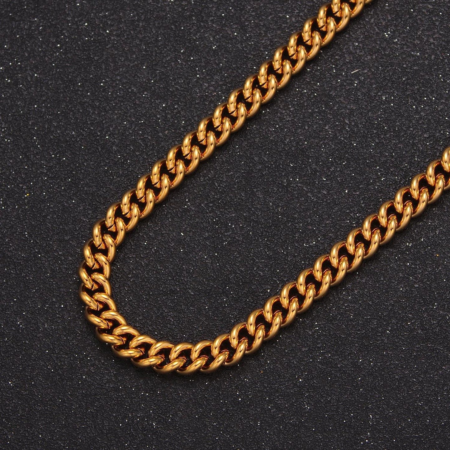 24k gold filled 6mm curb chain, unfinished 19.5 inch curb wholesale chain for diy jewelry making, wa-1398