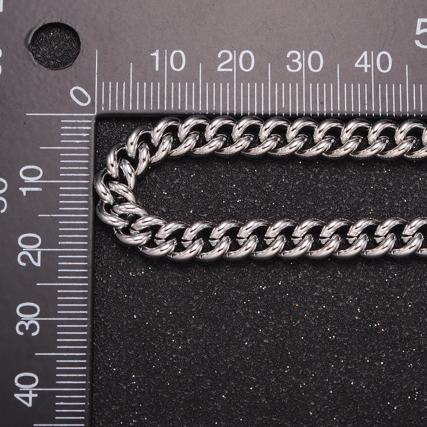 Rhodium plated 6mm curb chain, unfinished 19.5 inch silver curb wholesale chain for diy jewelry making, wa-1392