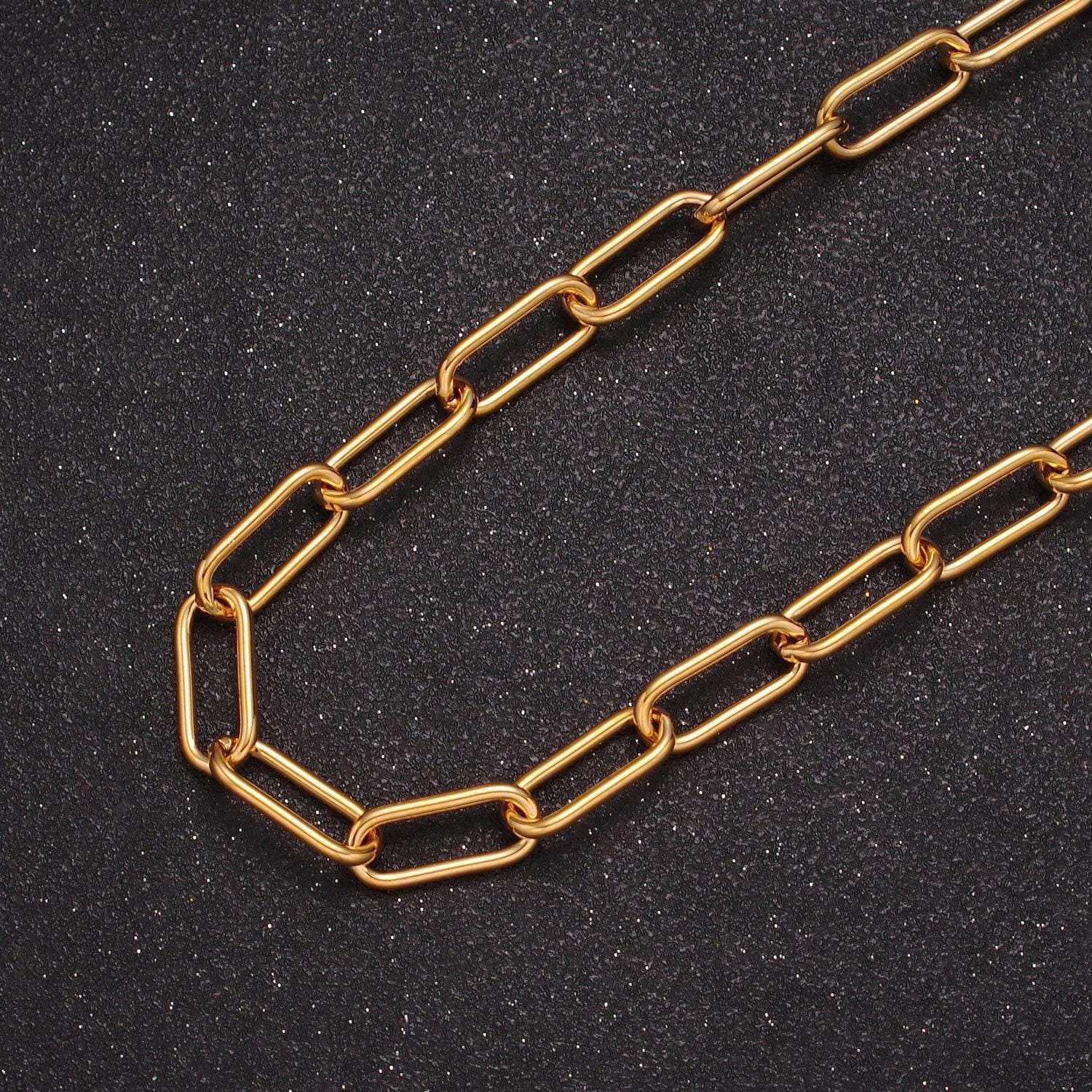 Medium paper clip unfinished chain, 14mm x 5mm, 24k gold filled chain 19.5 inch long wa-1384