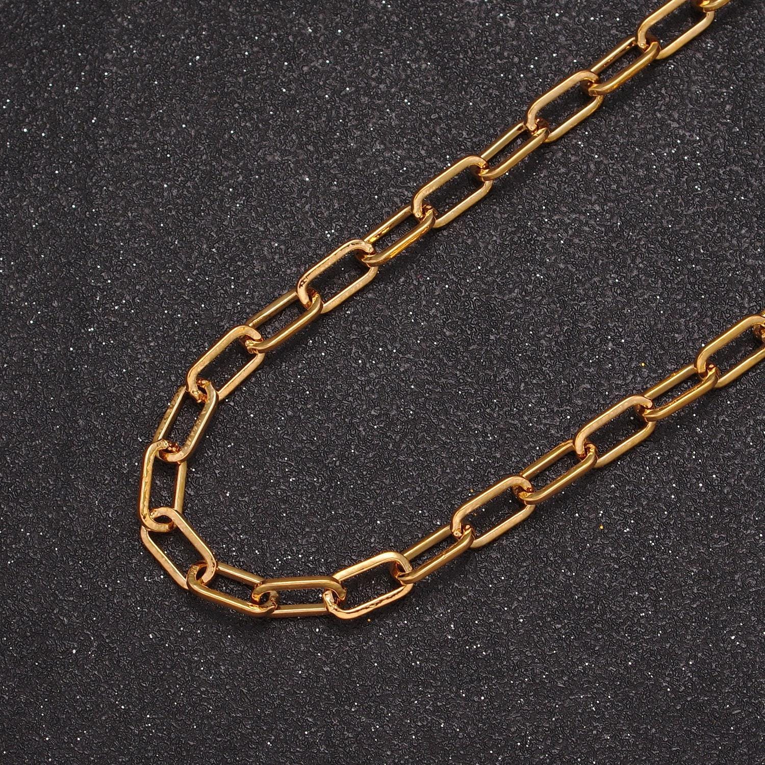 19.5 inch gold filled paperclip chain for diy jewelry making, 10x5mm paper clip unfinished chain wholesale bulk chain, wa-1382