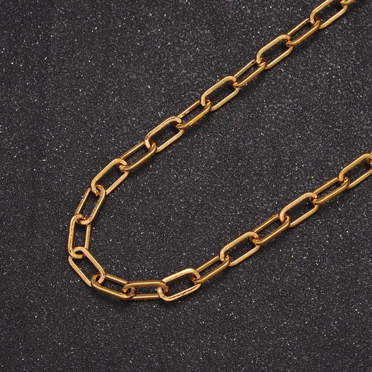 19.5 inch gold filled paperclip chain for diy jewelry making, 10x5mm paper clip unfinished chain wholesale bulk chain, wa-1382