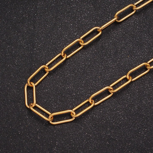 19.5 inch 24k gold filled paperclip chain for diy jewelry making 17.5x7.3mm paperclip unfinished chain wholesale bulk necklace chain wa-1378