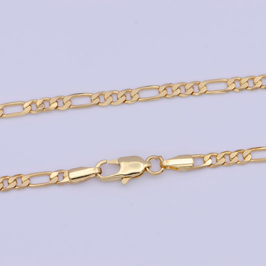 Ready to use gold filled figaro necklace chain, layering figaro chain, dainty 3.3mm figaro necklace w/lobster clasps | wa-1363
