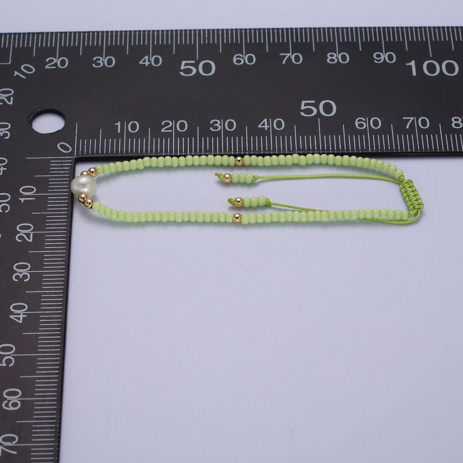 Pearl bracelet, minimalist glass beads pastel adjustable knotted braided macrame string bracelet women jewelry gift idea wa-1259