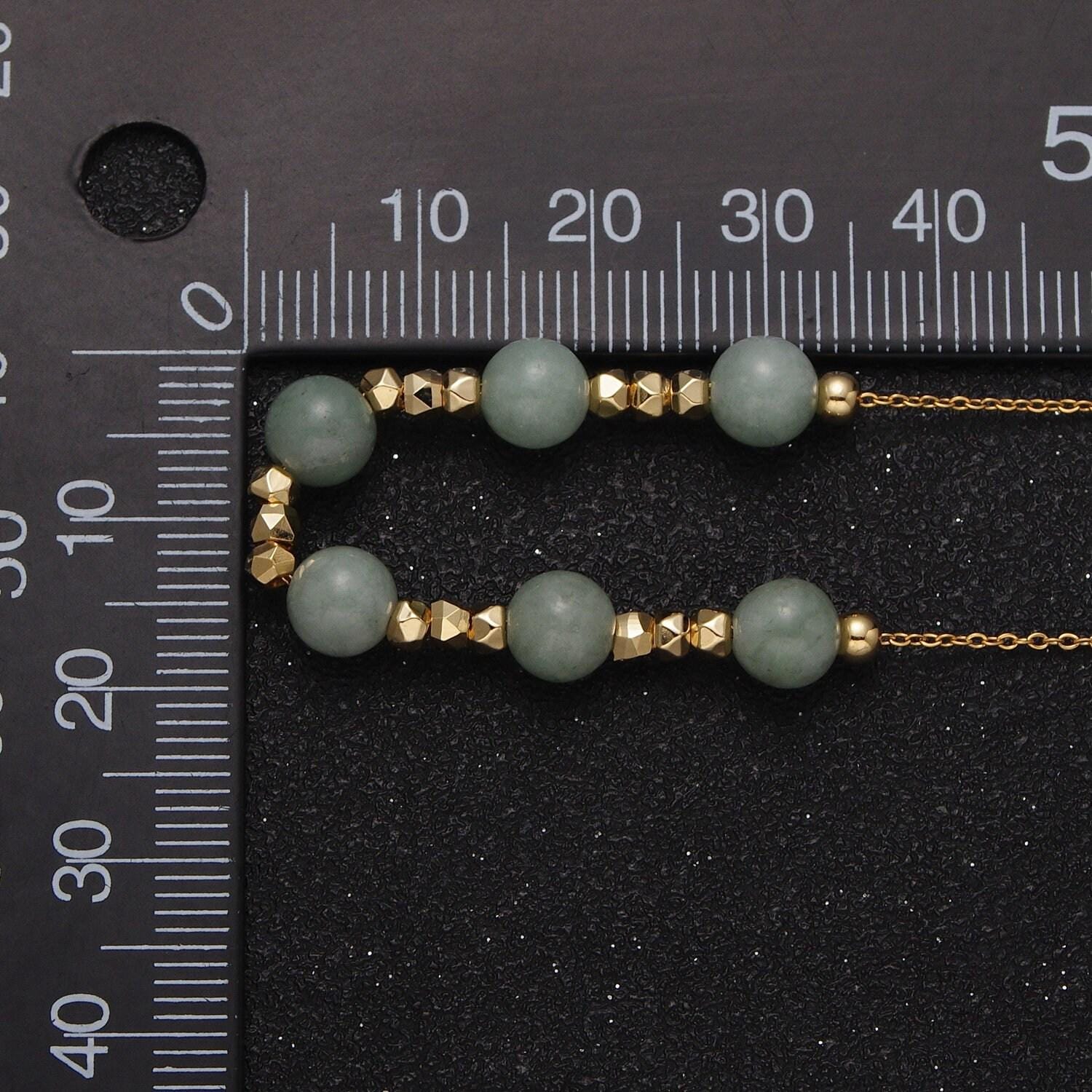 Green jade necklace bead 18.5 inch gemstone beaded necklace | wa-1254