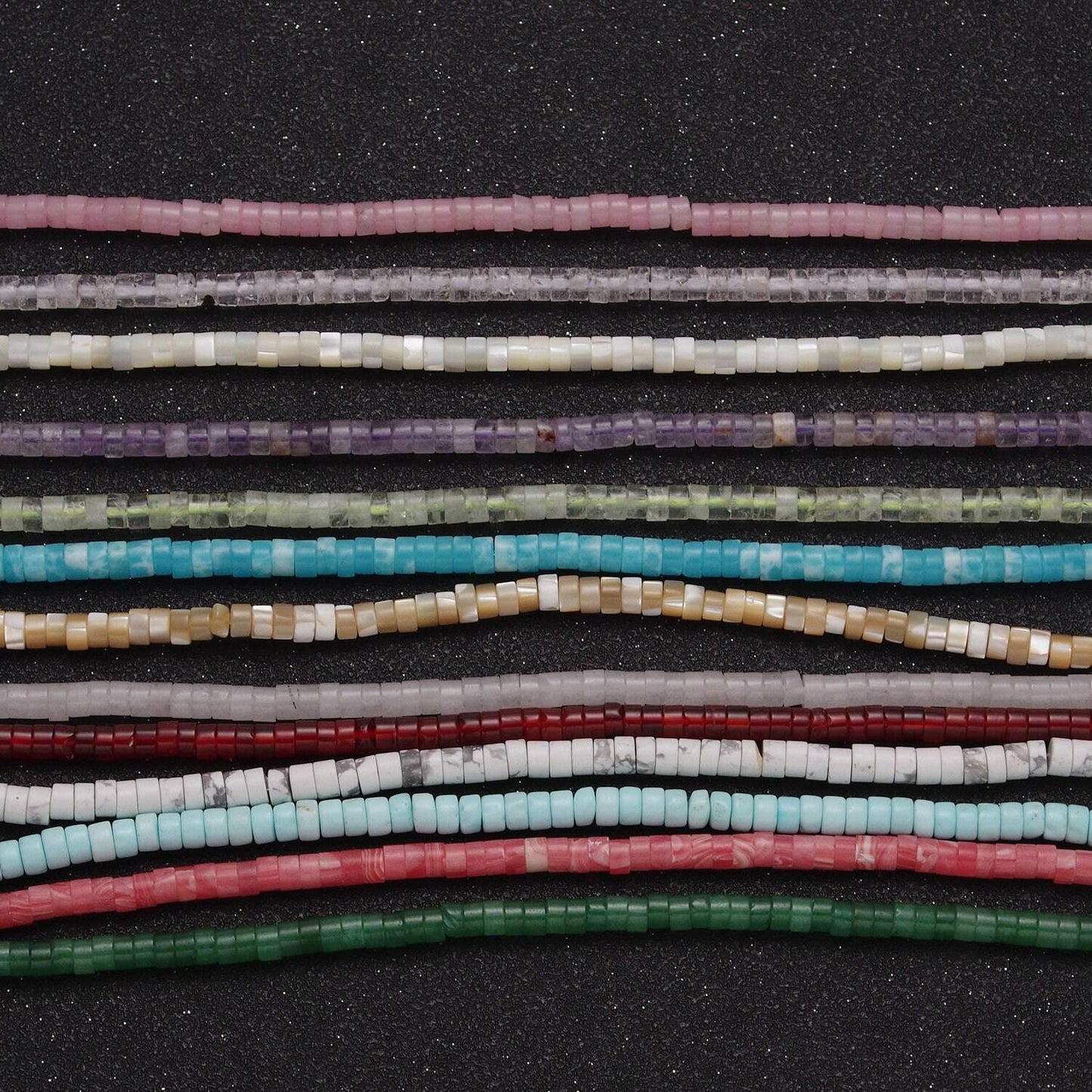 Heishi gemstone beads, 4mm disc pink quartz howlite aventurine stone semiprecious stones per strand for jewelry making supply