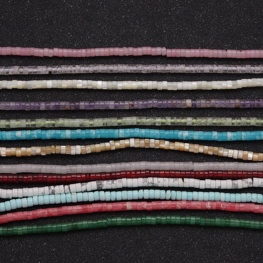 Heishi gemstone beads, 4mm disc pink quartz howlite aventurine stone semiprecious stones per strand for jewelry making supply