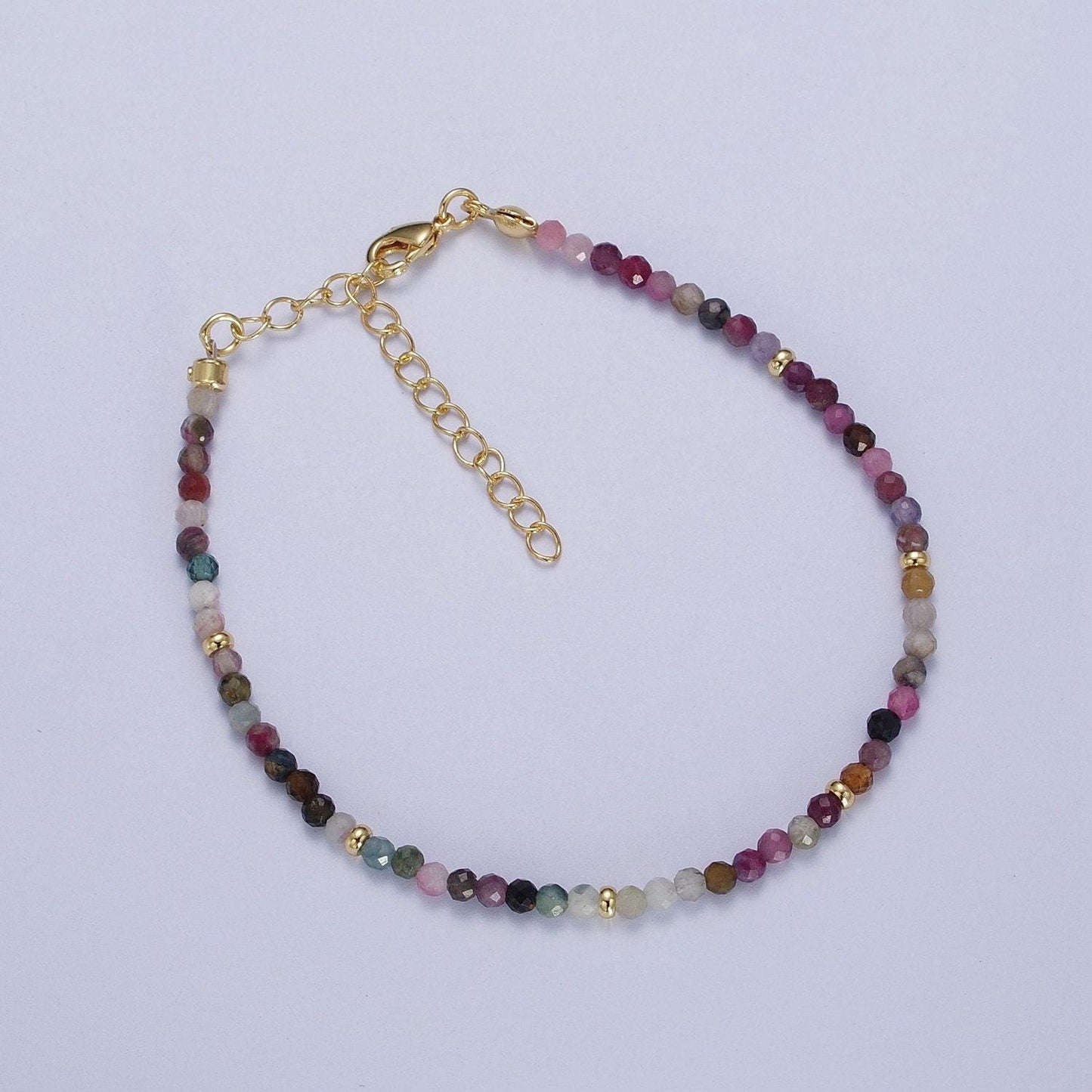 Dainty beaded bracelet tourmaline, amazonite, ruby, amethyst, moonstone jewelry handmade bracelet jewelry for valentine gift idea wa-1221