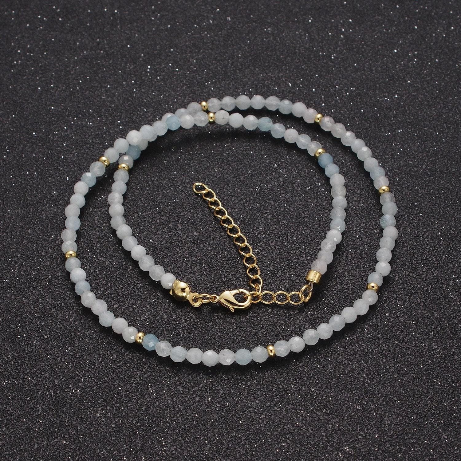 3.3mm blue moonstone & yellow citrine multifaceted rondelle stones w. gold crimp spacer 15.5"+2.0" ext. handmade necklace | wa-1187, wa-1189