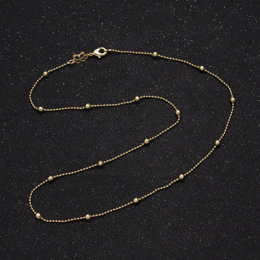 1.2mm gold satellite beaded chain necklace, 14k gold plated 18.0" ready to wear 3.0mm beads specialty chain necklace | wa-1169