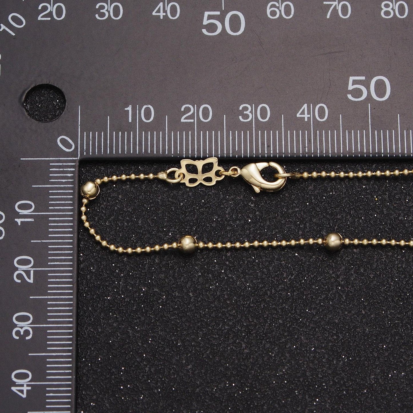 1.2mm gold satellite beaded chain necklace, 14k gold plated 18.0" ready to wear 3.0mm beads specialty chain necklace | wa-1169