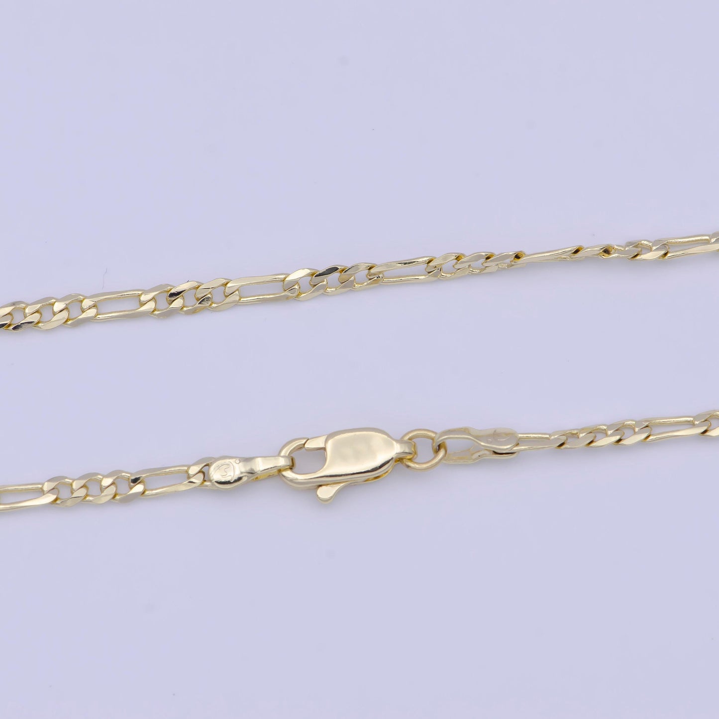 2.5mm gold figaro chain necklace, 14k gold filled 17.0" figaro link ready to wear necklace | wa-1155