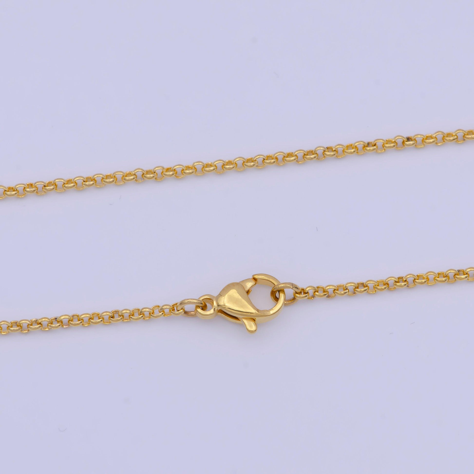 1.7mm gold rolo chain necklace, 24k gold plated 17.5" rolo link ready to wear necklace | wa-1150