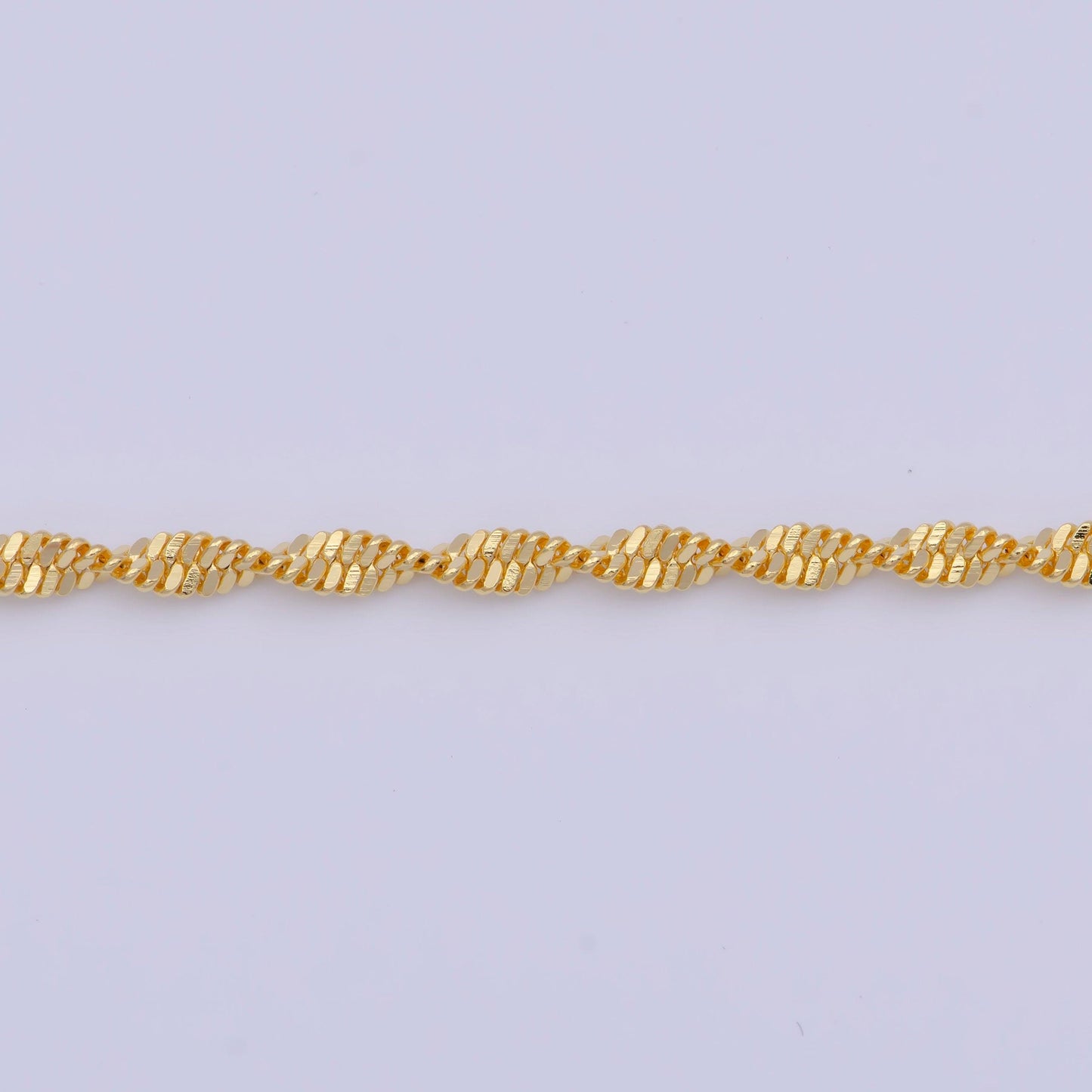 2.5mm gold singapore chain necklace, 24k gold plated 19.5" diamond cut singapore link ready to wear necklace | wa-1129