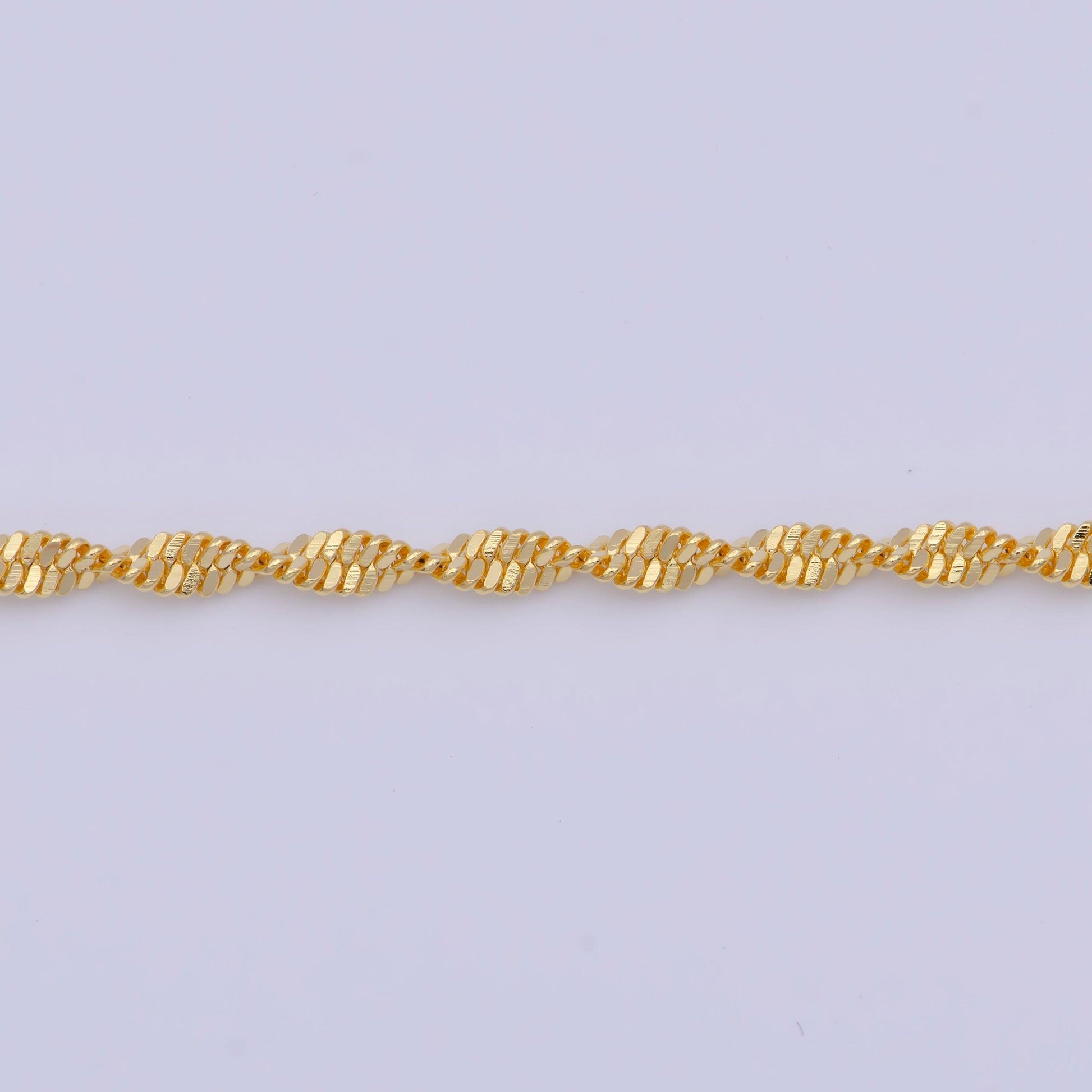 2.5mm gold singapore chain necklace, 24k gold plated 19.5" diamond cut singapore link ready to wear necklace | wa-1129