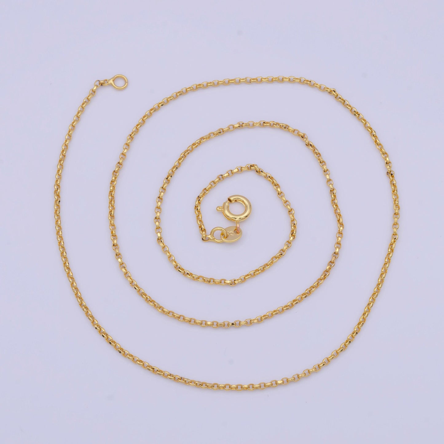 1.3mm dainty gold rolo chain necklace, 24k gold plated 19.6" or 17.8" rolo link ready to wear necklace | wa-1123, wa-1124
