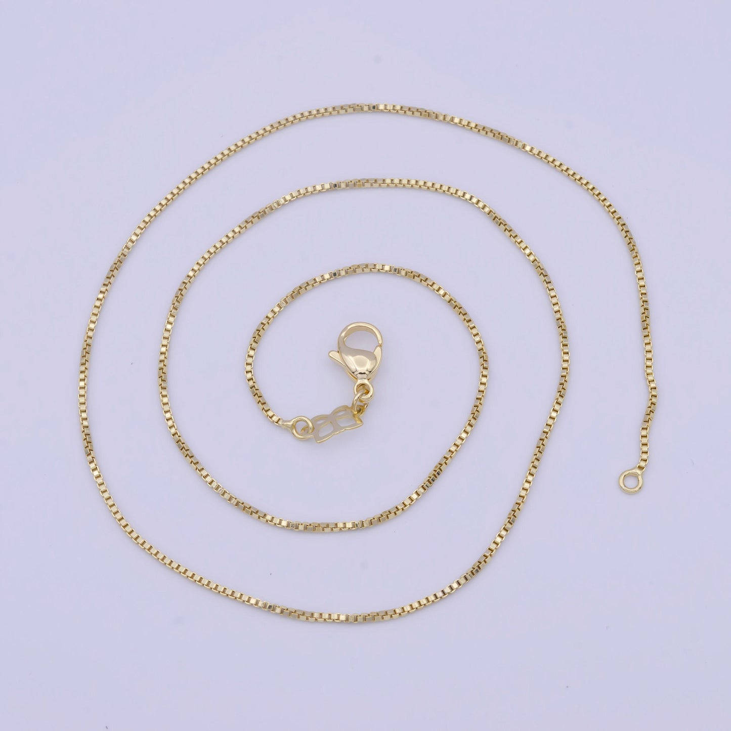 1.0mm dainty gold box chain necklace, 14k gold filled 18.0" box link ready to wear necklace | wa-1115