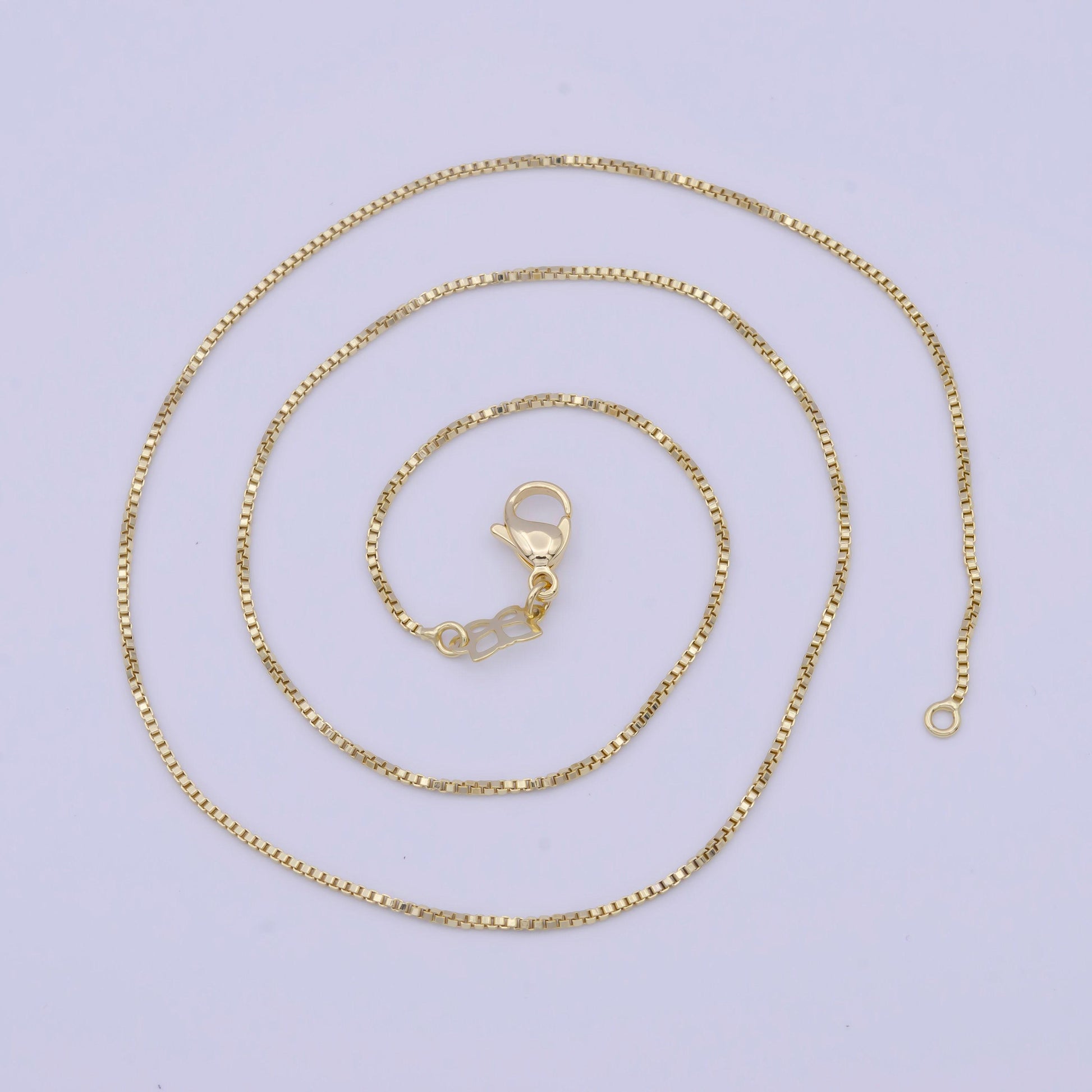 1.0mm dainty gold box chain necklace, 14k gold filled 18.0" box link ready to wear necklace | wa-1115