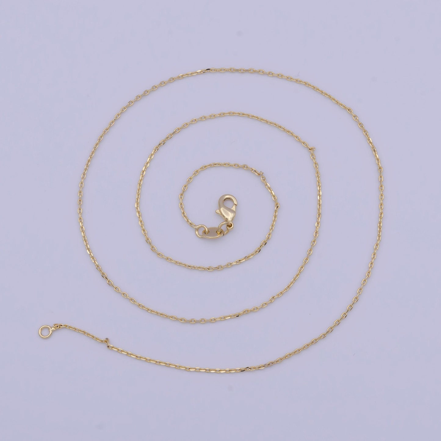1.0mm dainty cable link necklace, 14k gold plated 18.0" cable chain ready to wear necklace | wa-1112