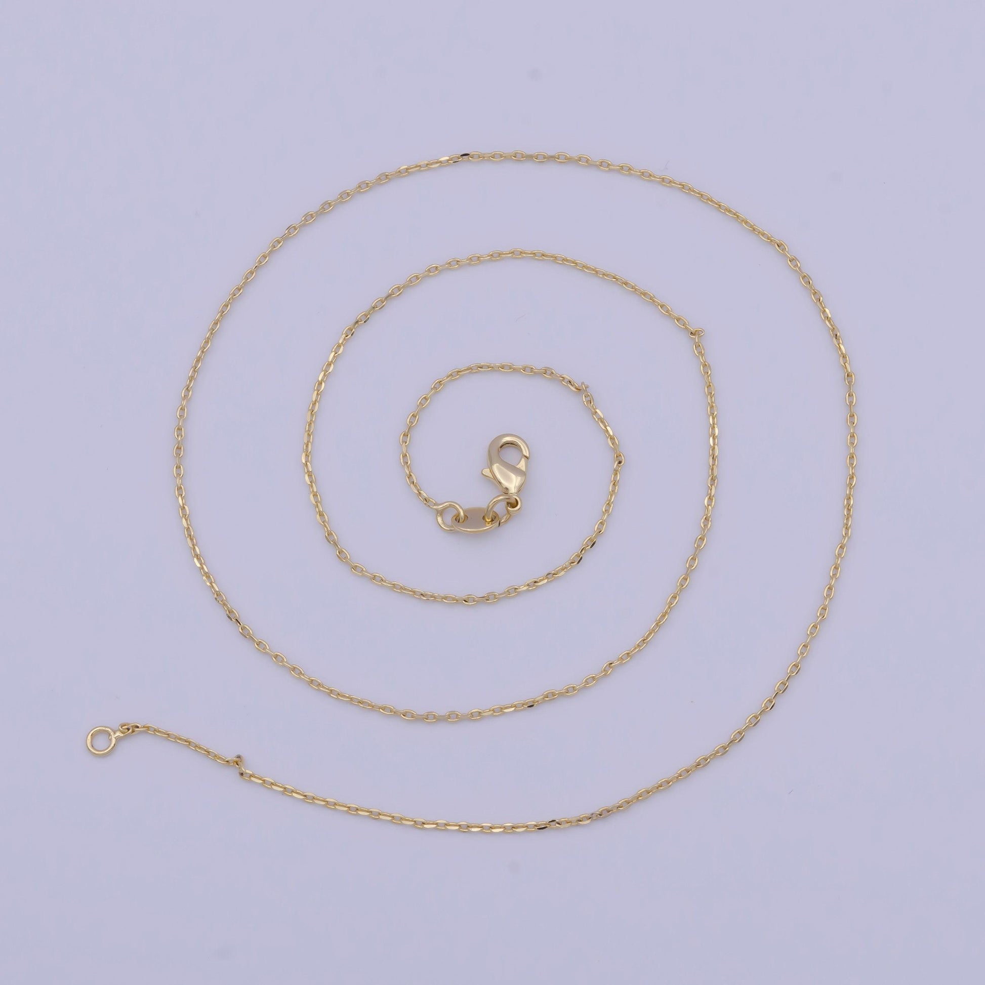 1.0mm dainty cable link necklace, 14k gold plated 18.0" cable chain ready to wear necklace | wa-1112