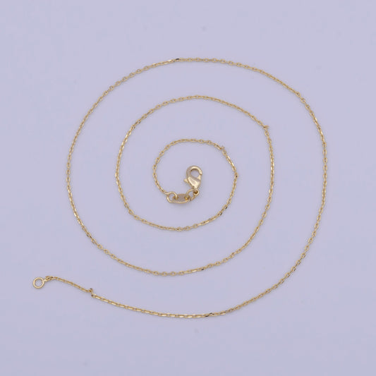 1.0mm dainty cable link necklace, 14k gold plated 18.0" cable chain ready to wear necklace | wa-1112