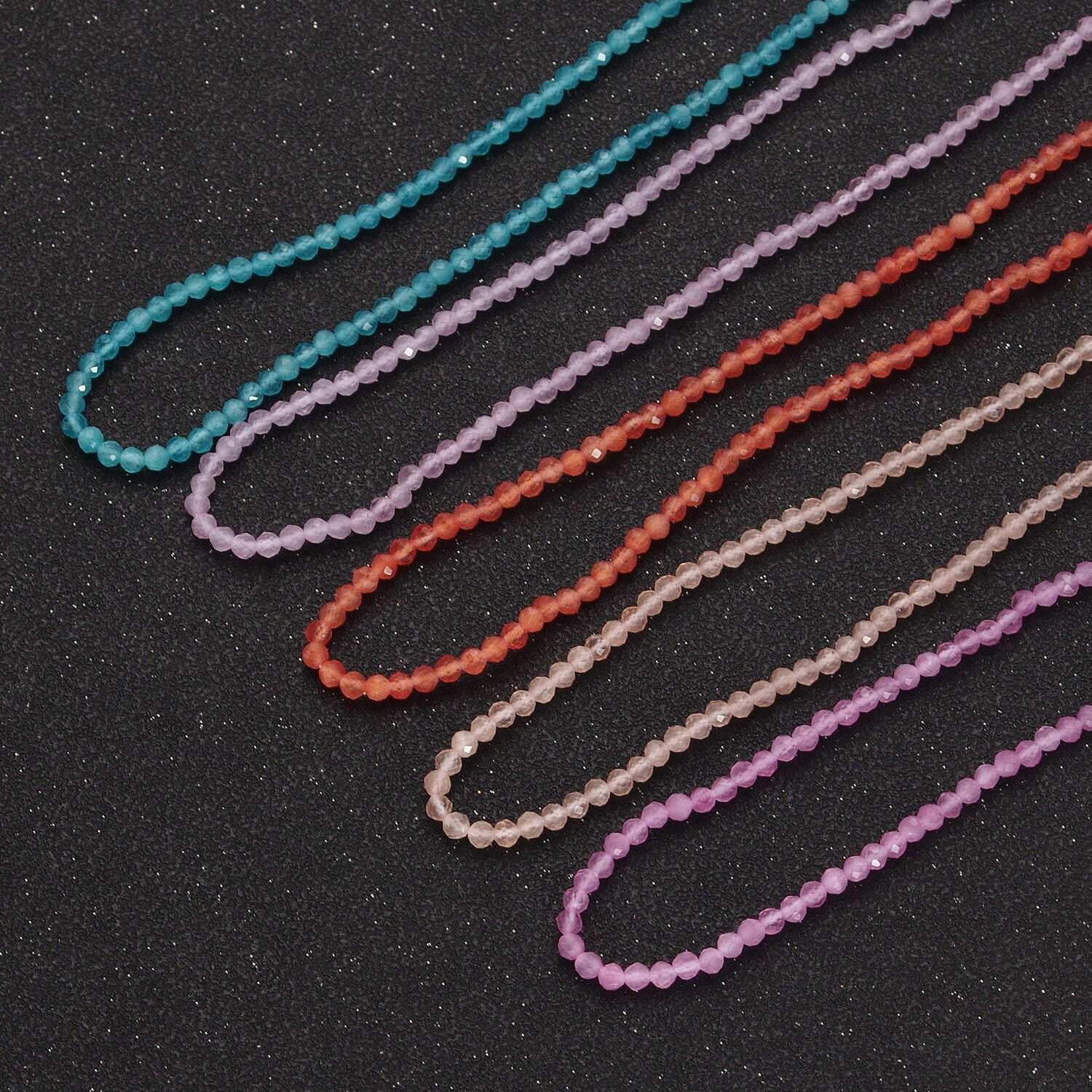 Handmade colorful bead necklace faceted rondelle gemstone necklace blue pink red purple crystal jewelry, tranquility necklace