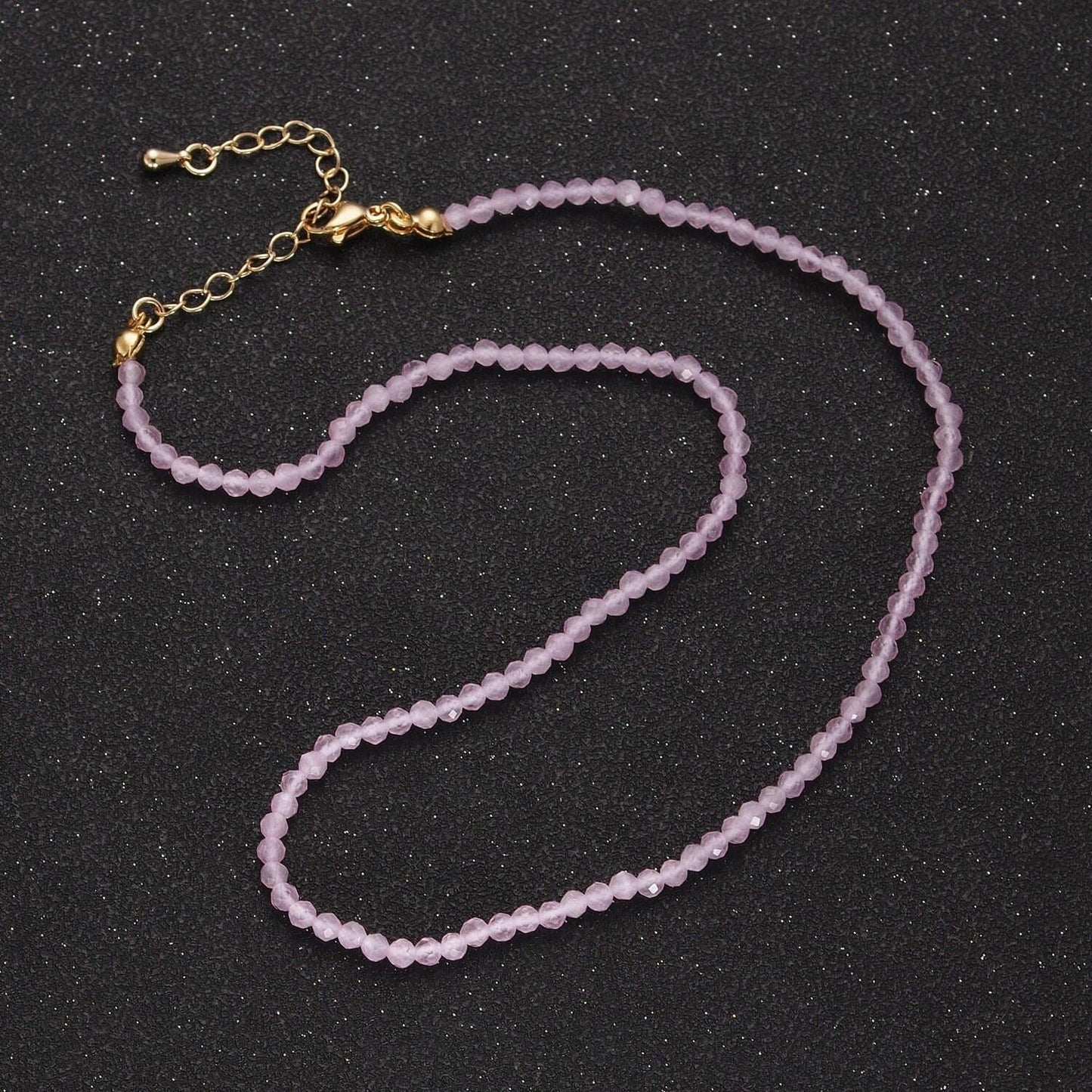 Handmade colorful bead necklace faceted rondelle gemstone necklace blue pink red purple crystal jewelry, tranquility necklace