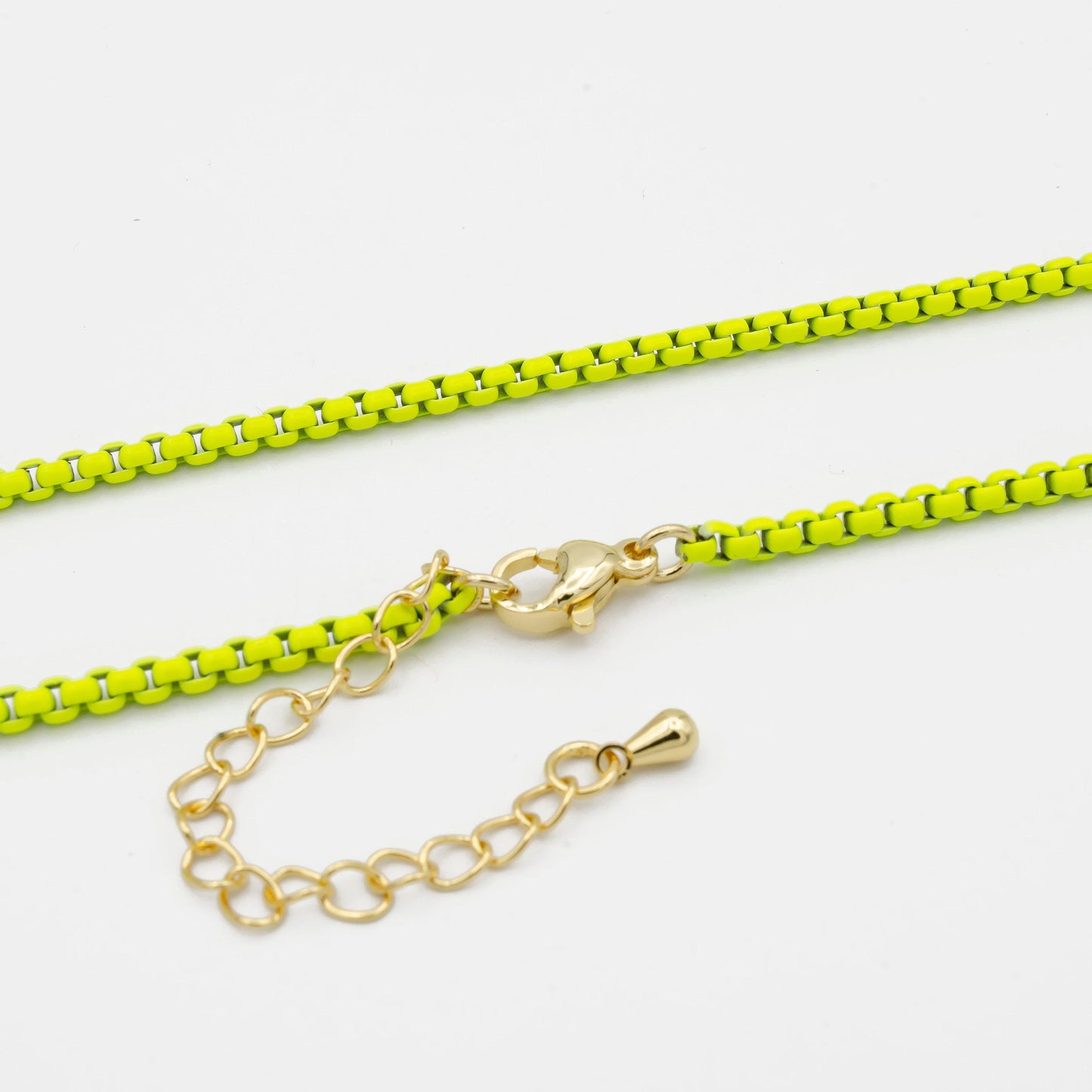 1pc 18''+2" ready to wear highlight green fancy enamel link rolo cable chain square link necklace,width 2.6mm perfect for pendant wa-010