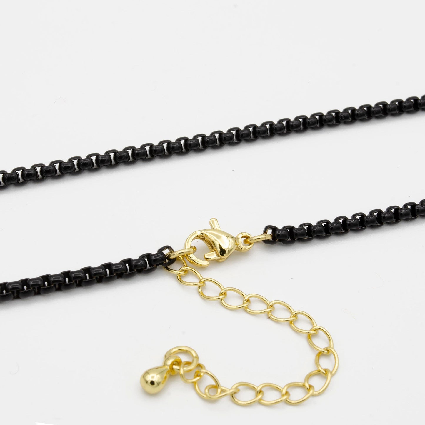 1pc 18''+2 " ready to wear black fancy enamel link rolo cable chain square link chain necklace,width 2.6mm perfect for pendantcharm,1023