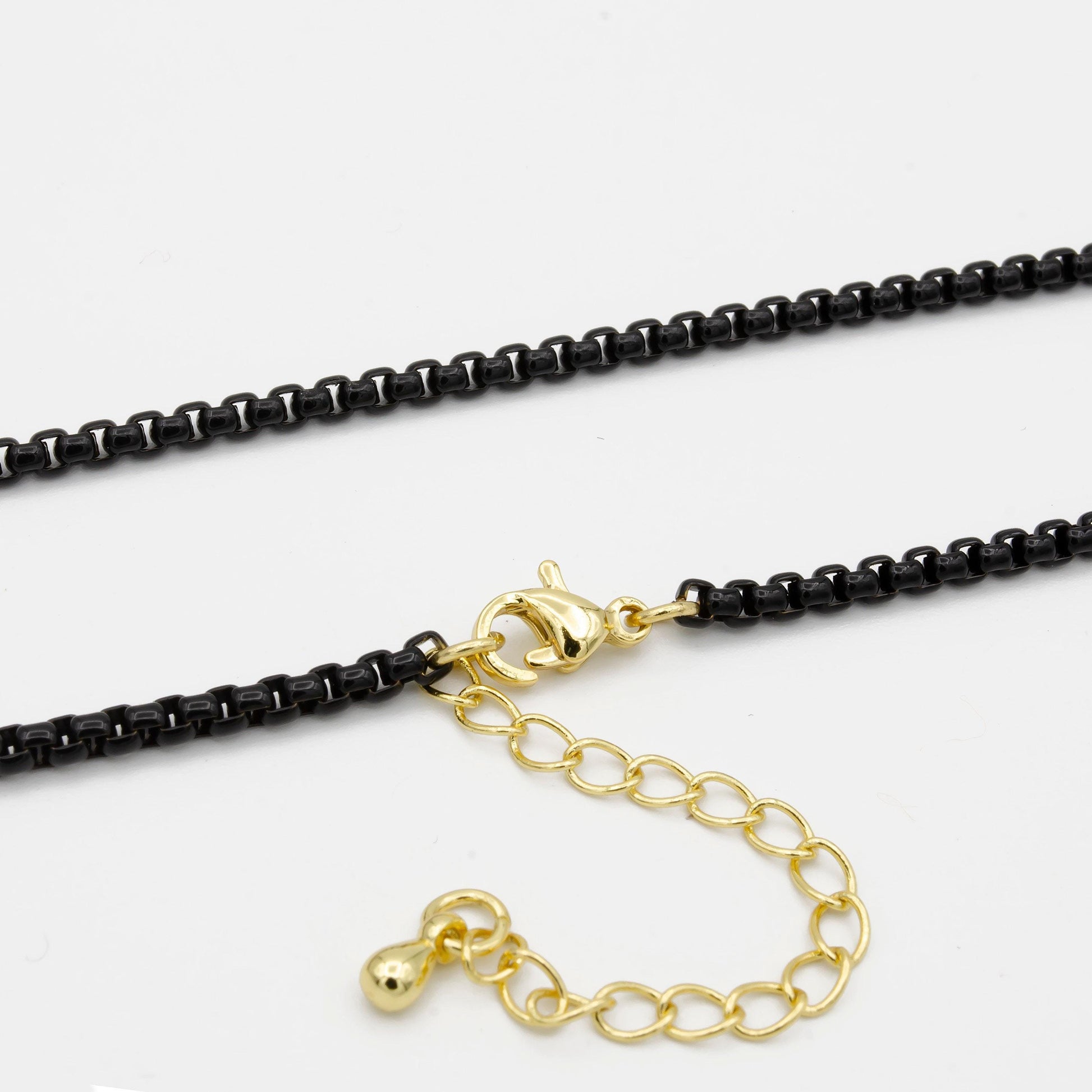 1pc 18''+2 " ready to wear black fancy enamel link rolo cable chain square link chain necklace,width 2.6mm perfect for pendantcharm,1023