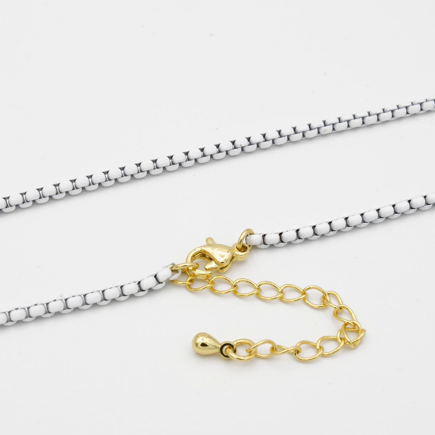 1pc 18''+2 " ready to wear white fancy enamel link rolo cable chain square link chain necklace,width 2.6mm perfect for pendantcharm,1021