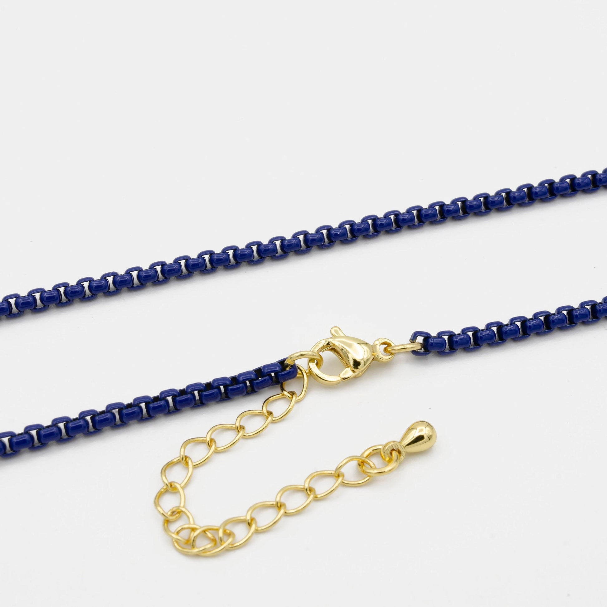 1pc 18''+2 " ready to wear navy blue fancy enamel link rolo cable chain square link chain necklace,width 2.6mm perfect for pendantcharm,1019