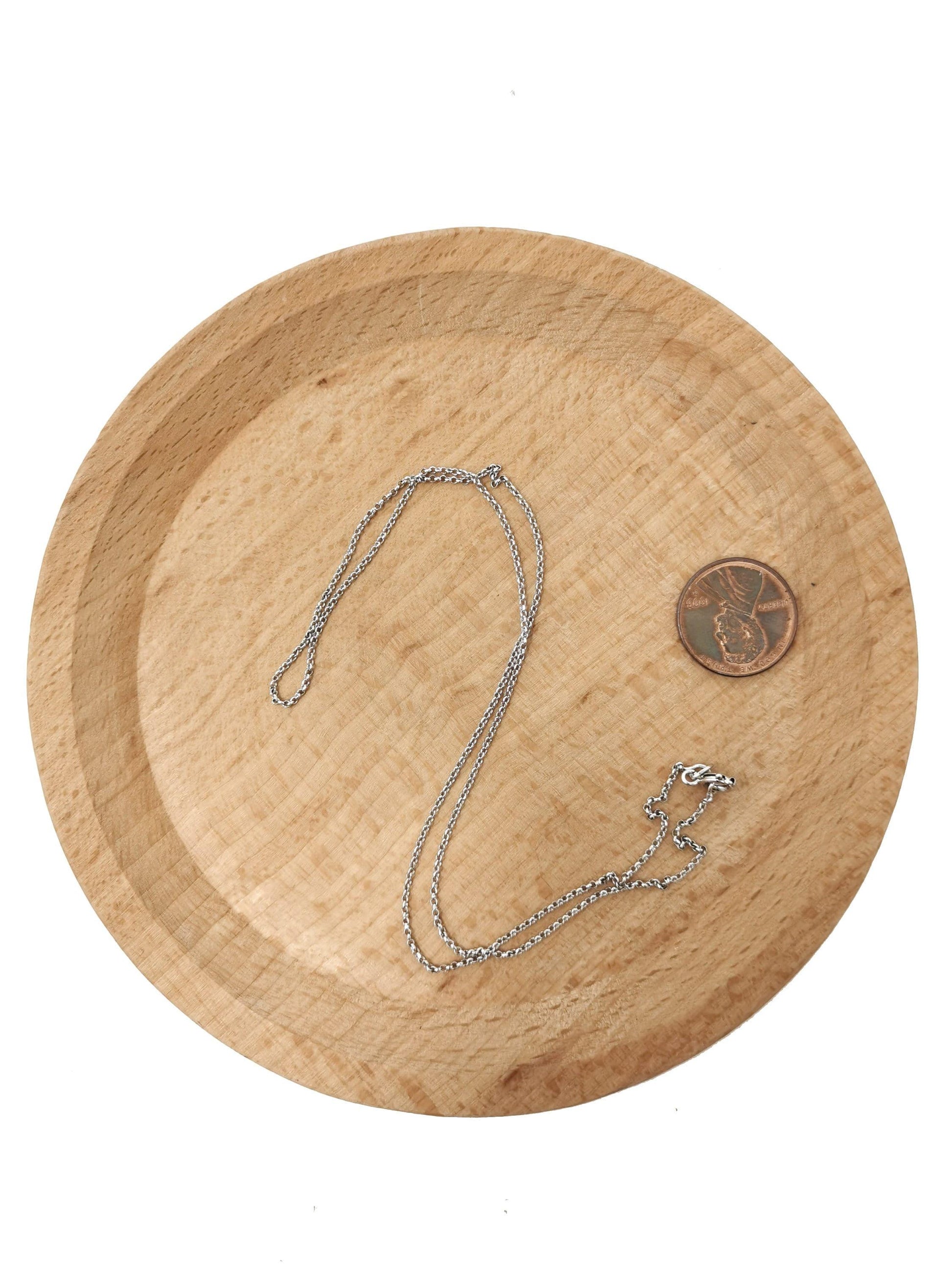 1pc 13.5'' ready to use white gold rhodium thin rolo necklace chain, layering rolo chain dainty necklace, for pendant charm necklace, cn-102