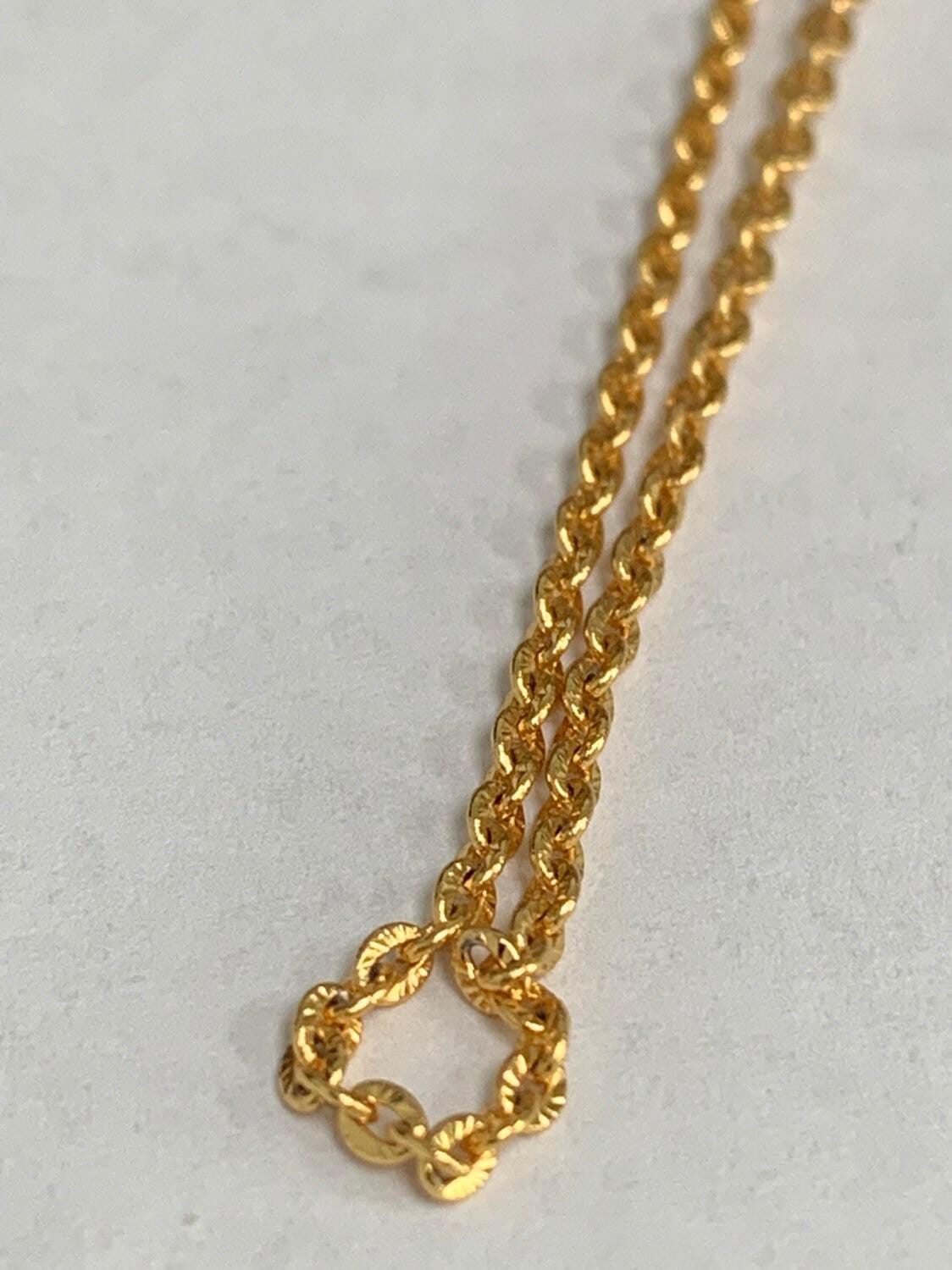 17.5'' ready to use 24k sunburst gold rolo necklace chain,layering rolo chain unique necklace, for pendant charm necklace making, 972