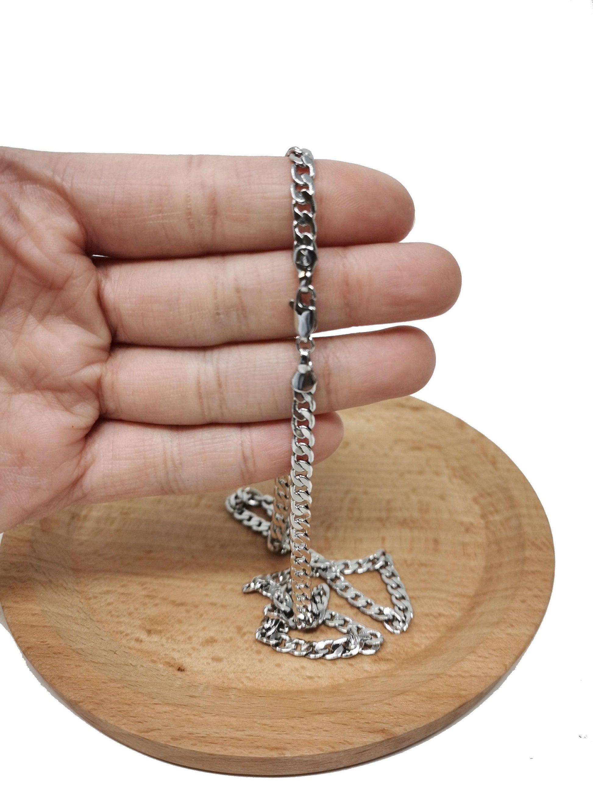 1pc 19.7'' ready to use white gold cuban curb necklace chain, layer curb chain dainty necklace, pendant charm necklace, ch-964