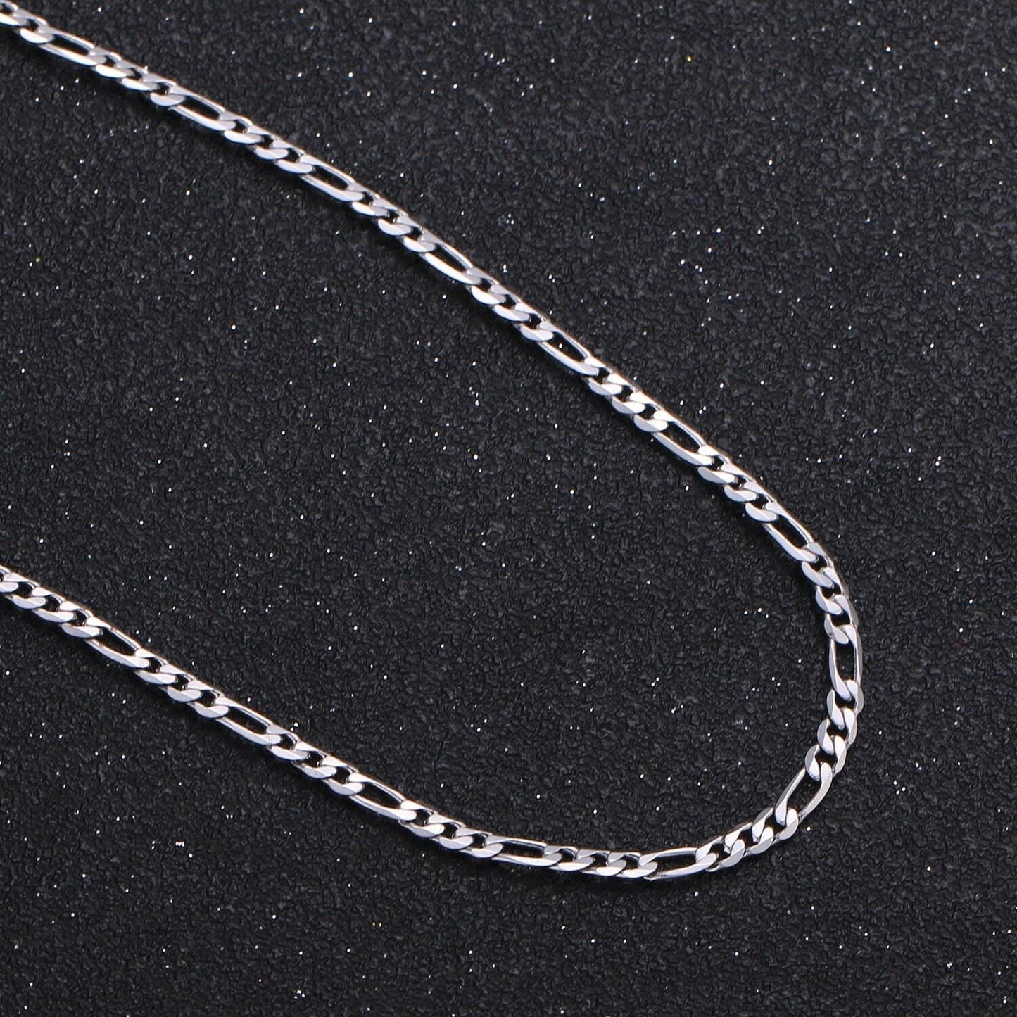 1pc 17.8'' ready to use white gold figaro necklace chain,layer figaro chain dainty necklace, pendant charm necklace width: 3.2mm, 946