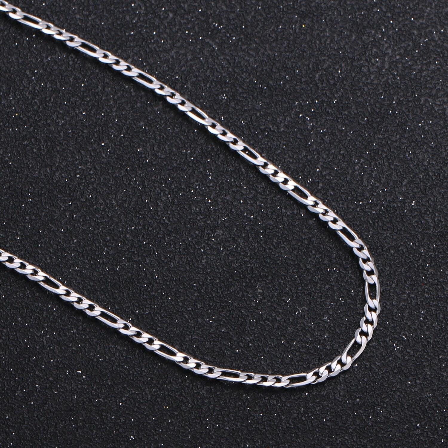 1pc 17.8'' ready to use white gold figaro necklace chain,layer figaro chain dainty necklace, pendant charm necklace width: 3.2mm, 946