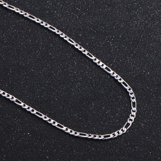 1pc 17.8'' ready to use white gold figaro necklace chain,layer figaro chain dainty necklace, pendant charm necklace width: 3.2mm, 946