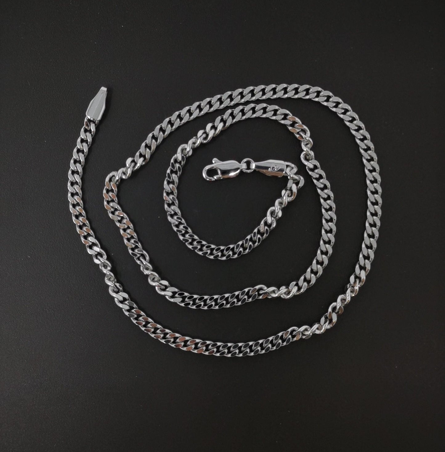 1pc 17.8'' ready to use white gold cuban curb necklace chain, layer curb chain dainty necklace, pendant charm necklace, ch - 953