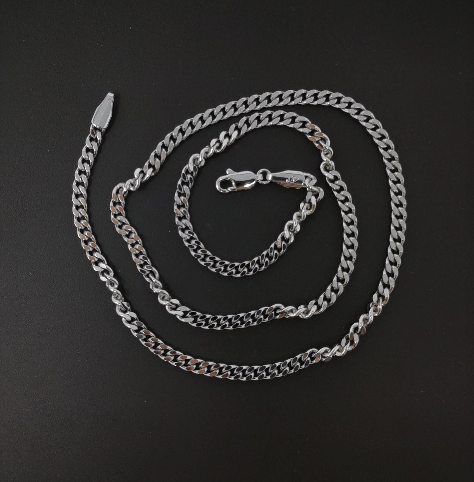 1pc 17.8'' ready to use white gold cuban curb necklace chain, layer curb chain dainty necklace, pendant charm necklace, ch - 953