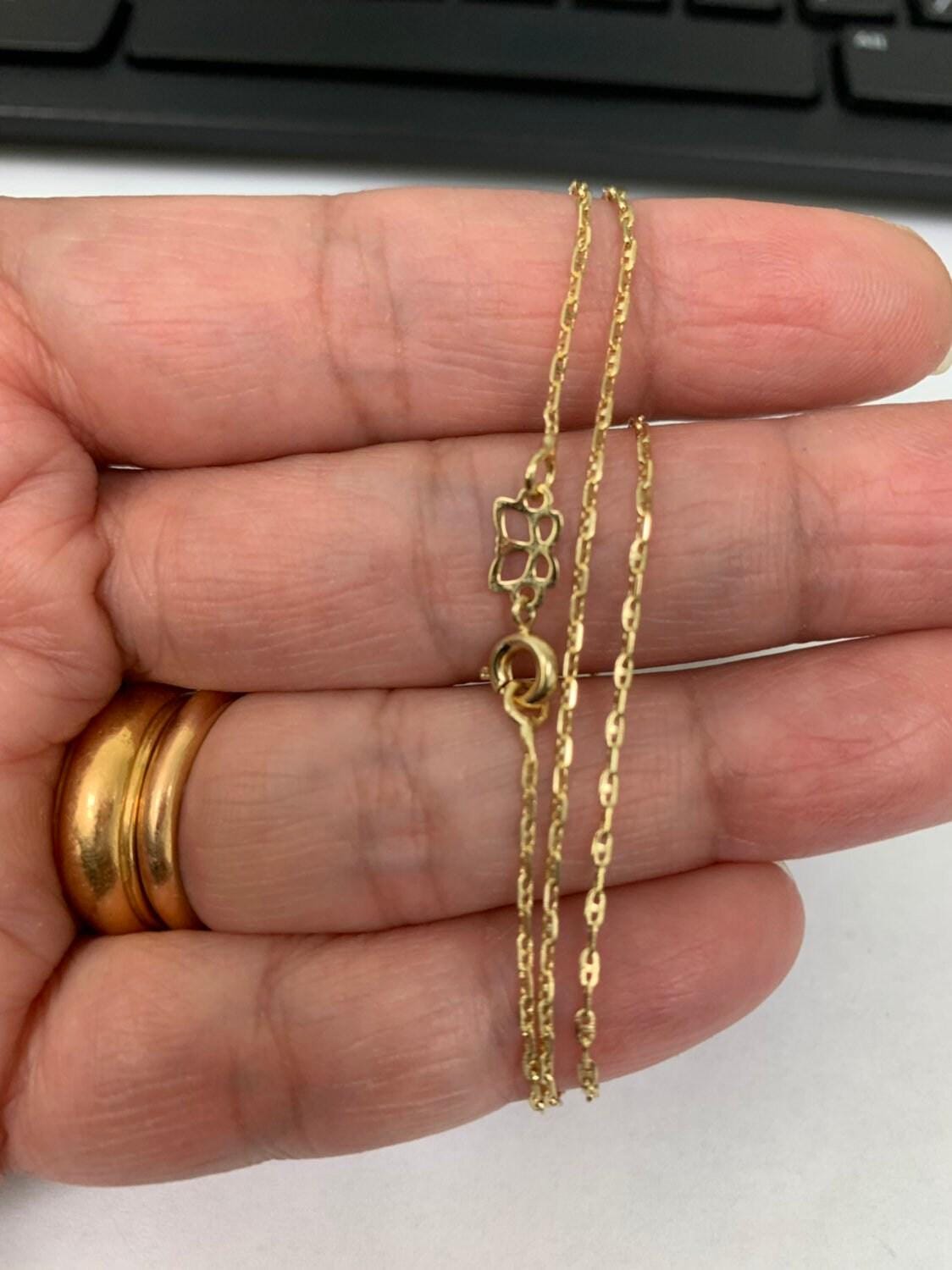 1pc 17.9'' ready to use 14k gold anchor necklace chain, layering mariner chain dainty necklace,for pendant charm necklace making, 795