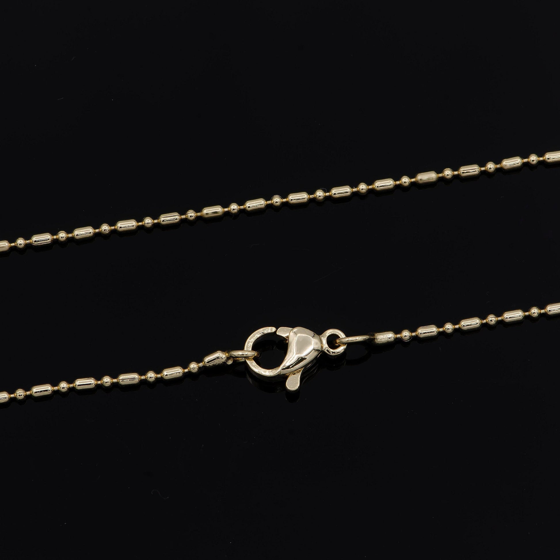 1pc 17.8'' ready to use 16k rosy gold bead necklace chain, layering beaded chain, dainty beaded necklace, for chain necklace, 904