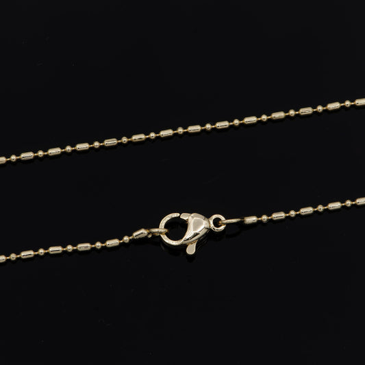 1pc 17.8'' ready to use 16k rosy gold bead necklace chain, layering beaded chain, dainty beaded necklace, for chain necklace, 904