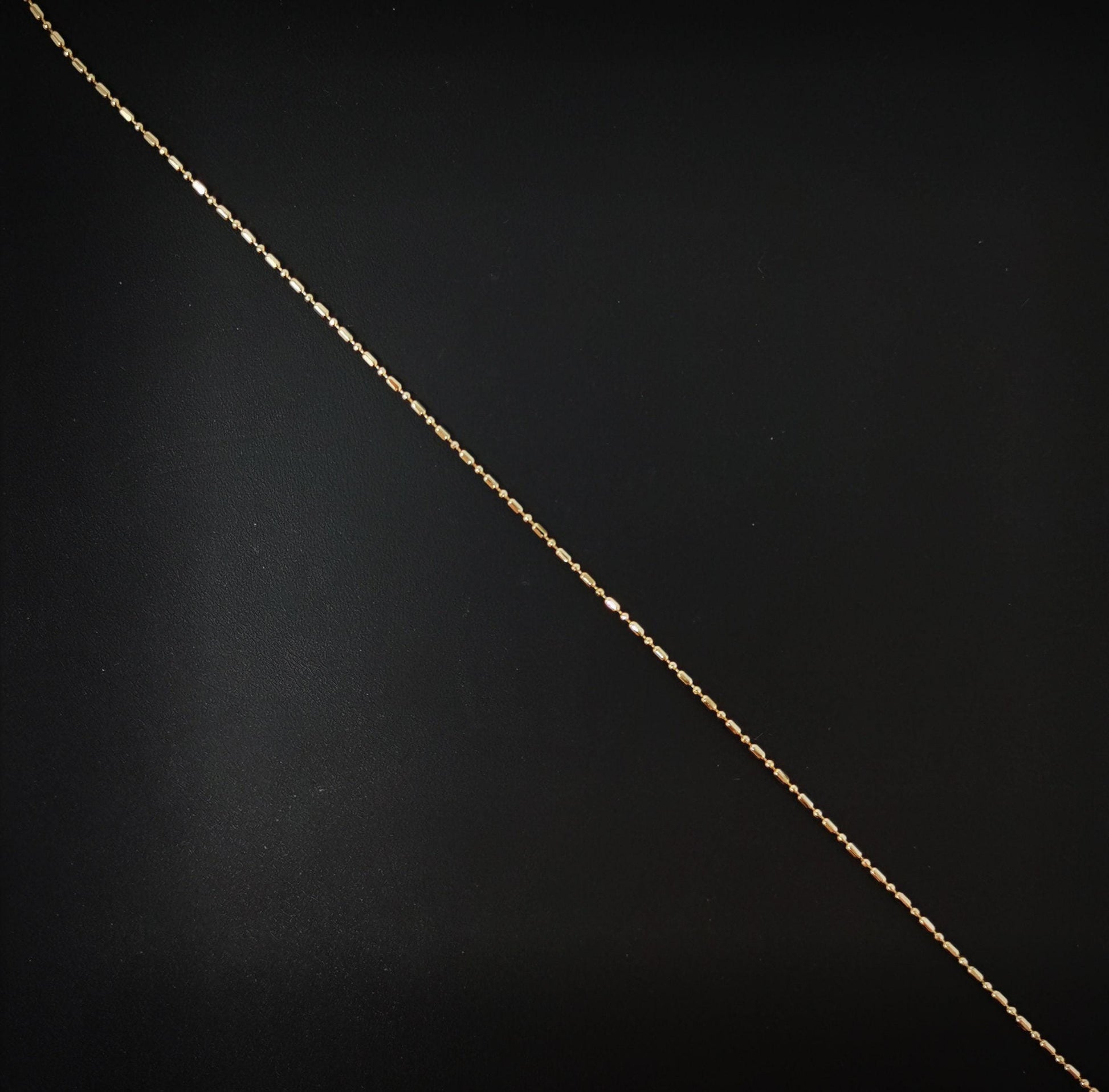 1pc 16'' ready to use 16k rosy gold bead necklace chain, layering beaded chain, dainty beaded necklace, for chain necklace, 903