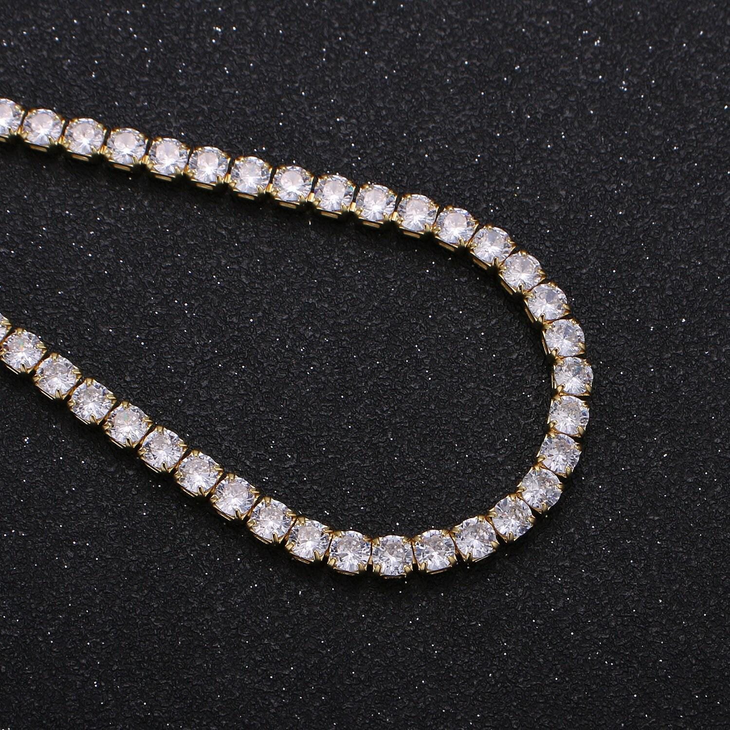 14.3'' cubic zirconia + 2.5" extender ready to use 14k gold sparkly necklace, beautiful cz color layering necklace cn-897, 898, 899